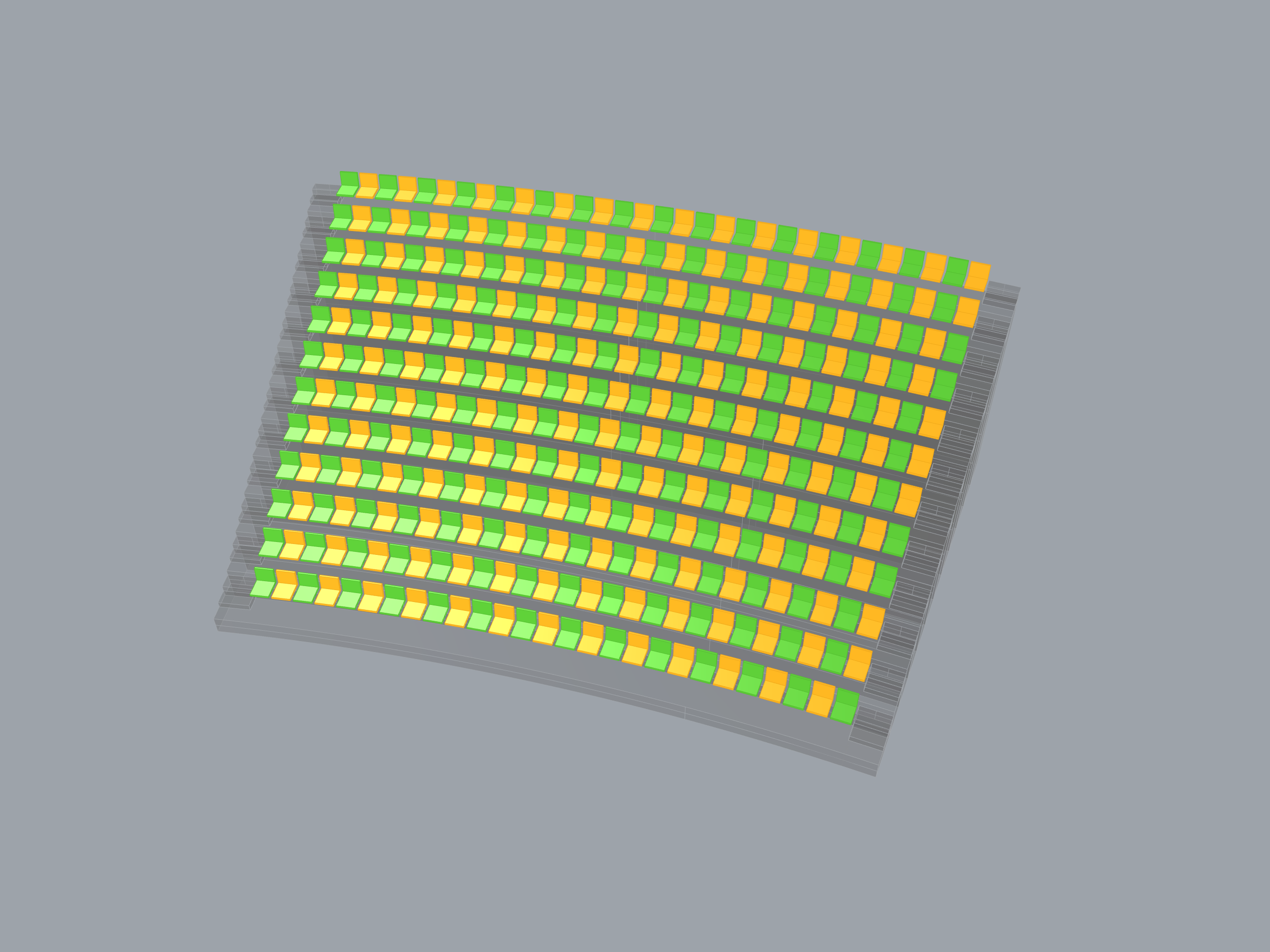 Green and yellow alternating seats