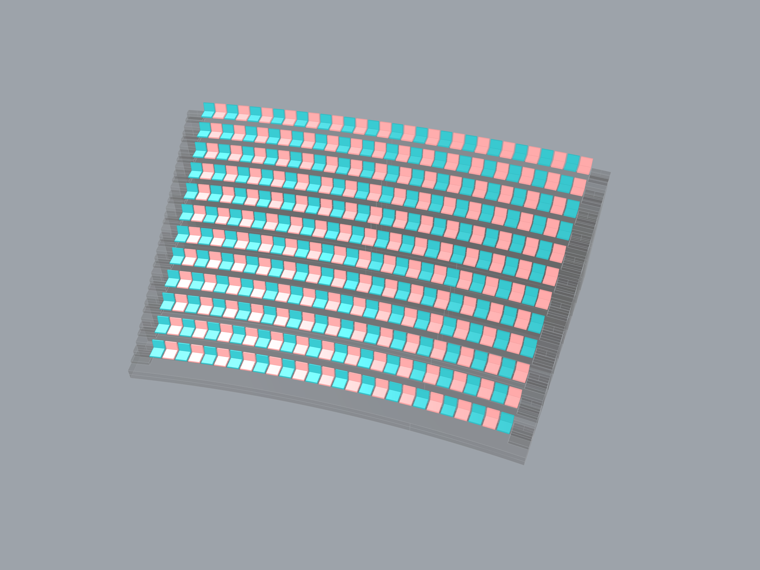 Pink and cyan alternating seats